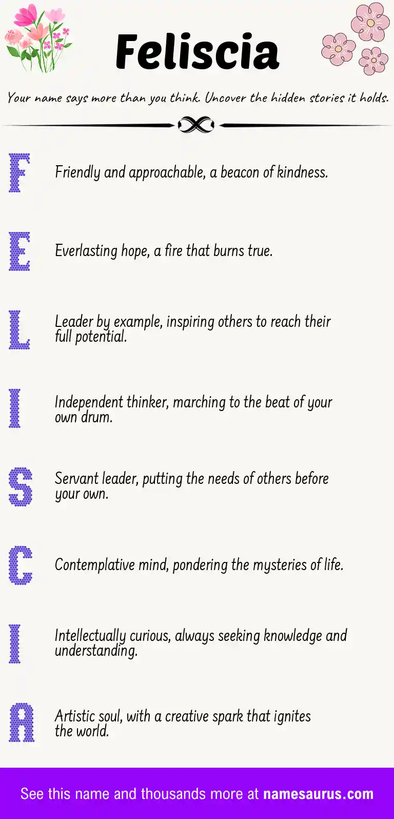 Acrostic poem about Feliscia.