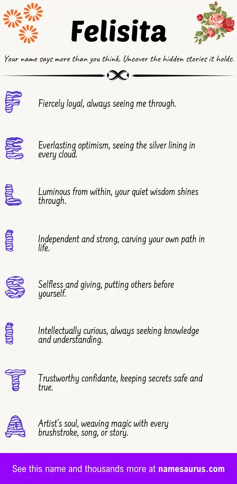 Acrostic poem about Felisita.