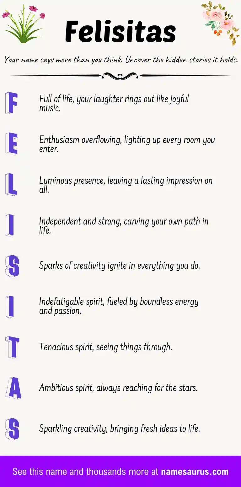 Acrostic poem about Felisitas.