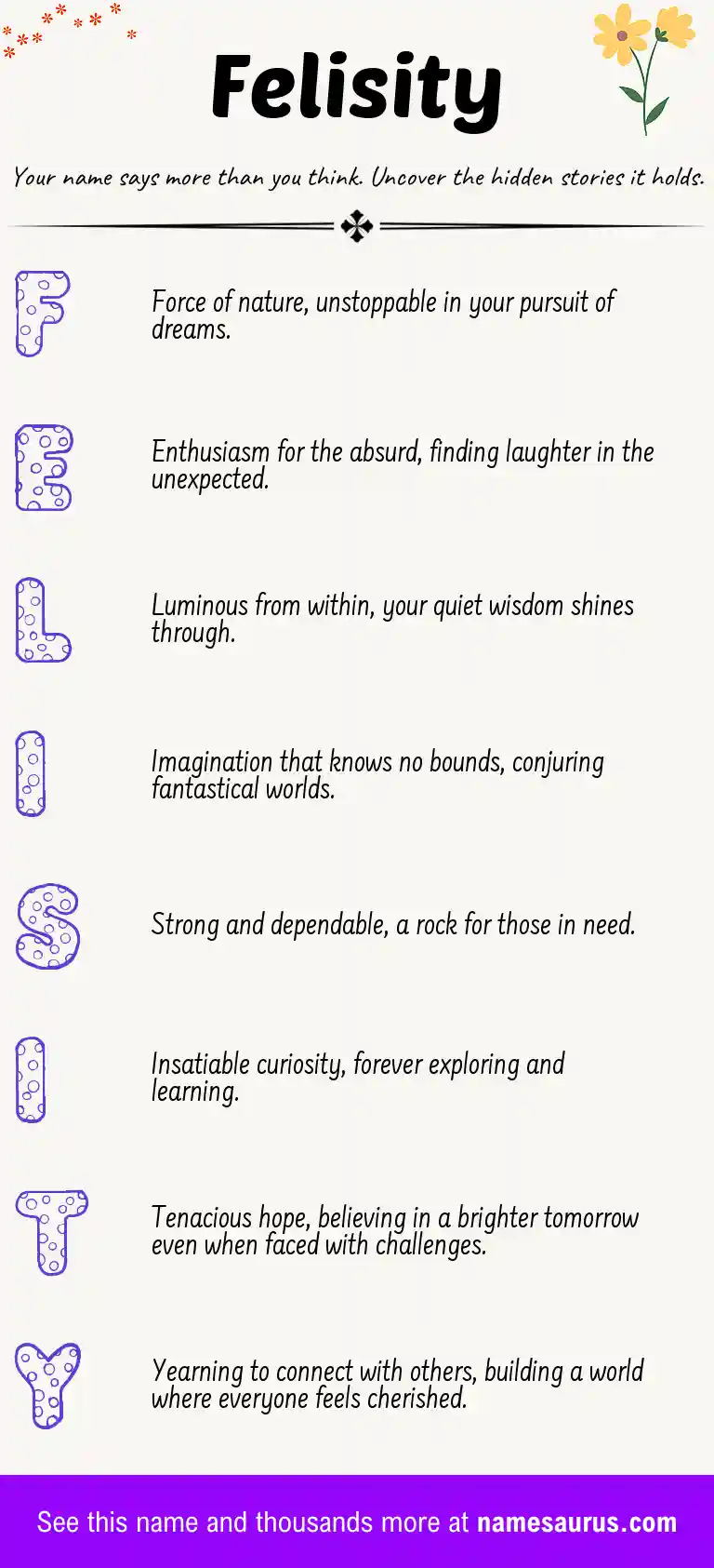 Acrostic poem about Felisity.