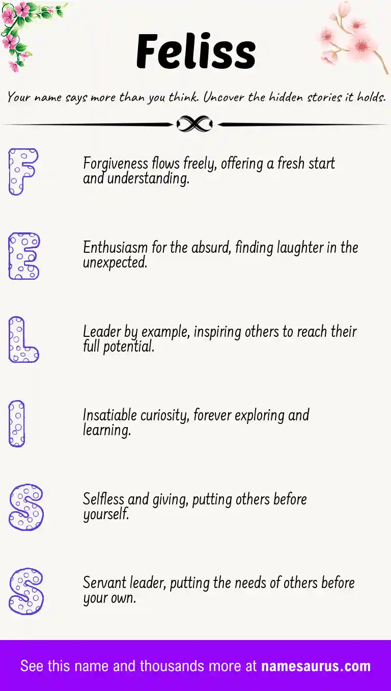 Acrostic poem about Feliss.