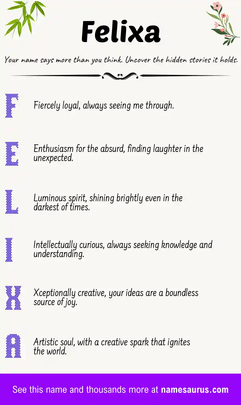 Acrostic poem about Felixa.