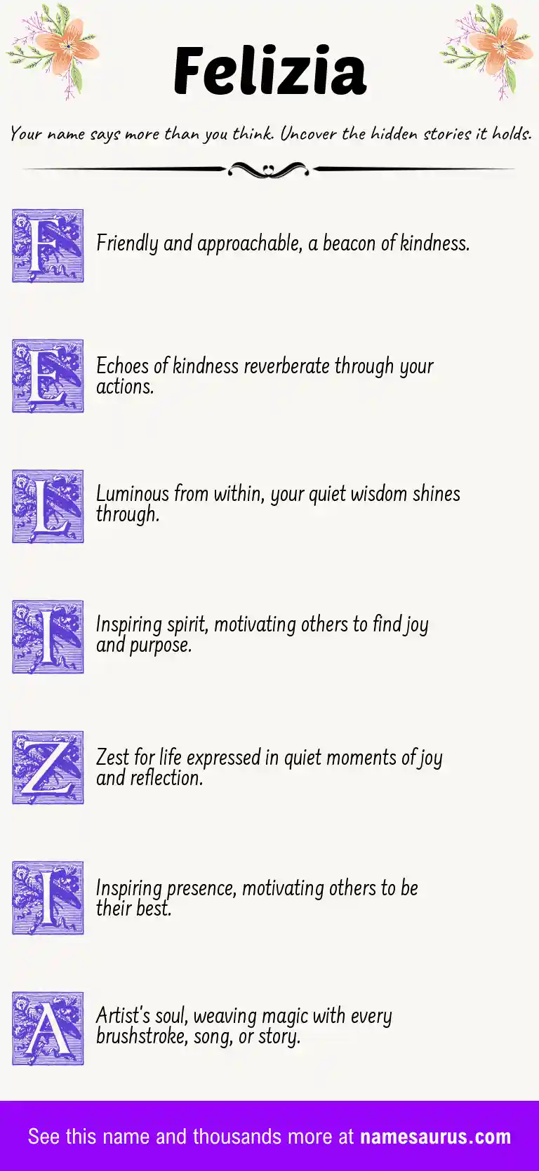 Acrostic poem about Felizia.