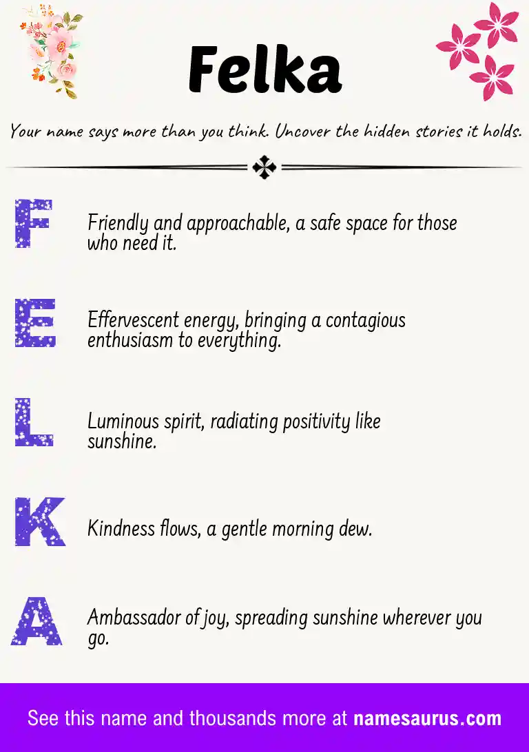 Acrostic poem about Felka.