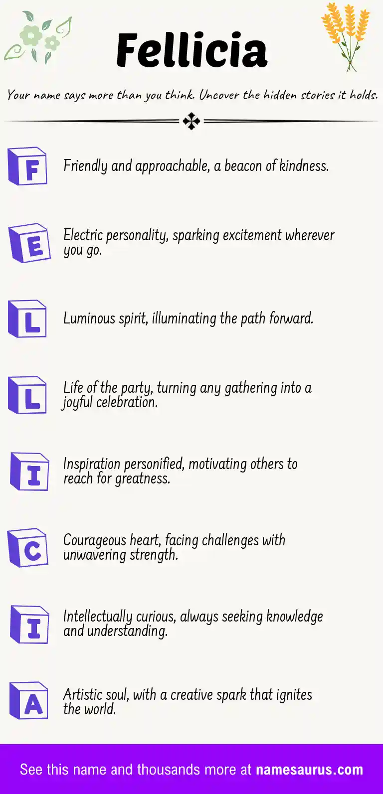 Acrostic poem about Fellicia.