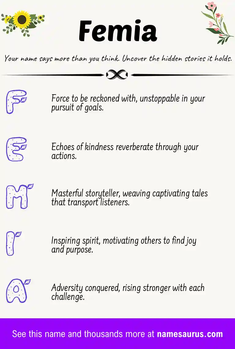 Acrostic poem about Femia.