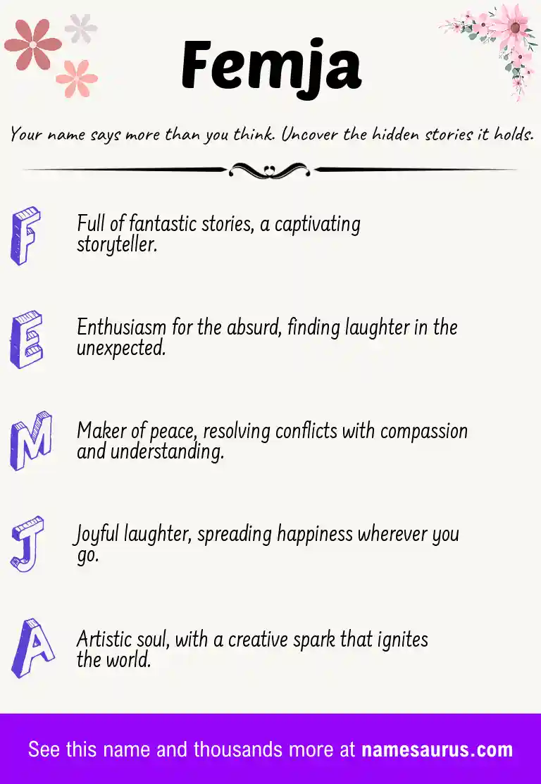 Acrostic poem about Femja.