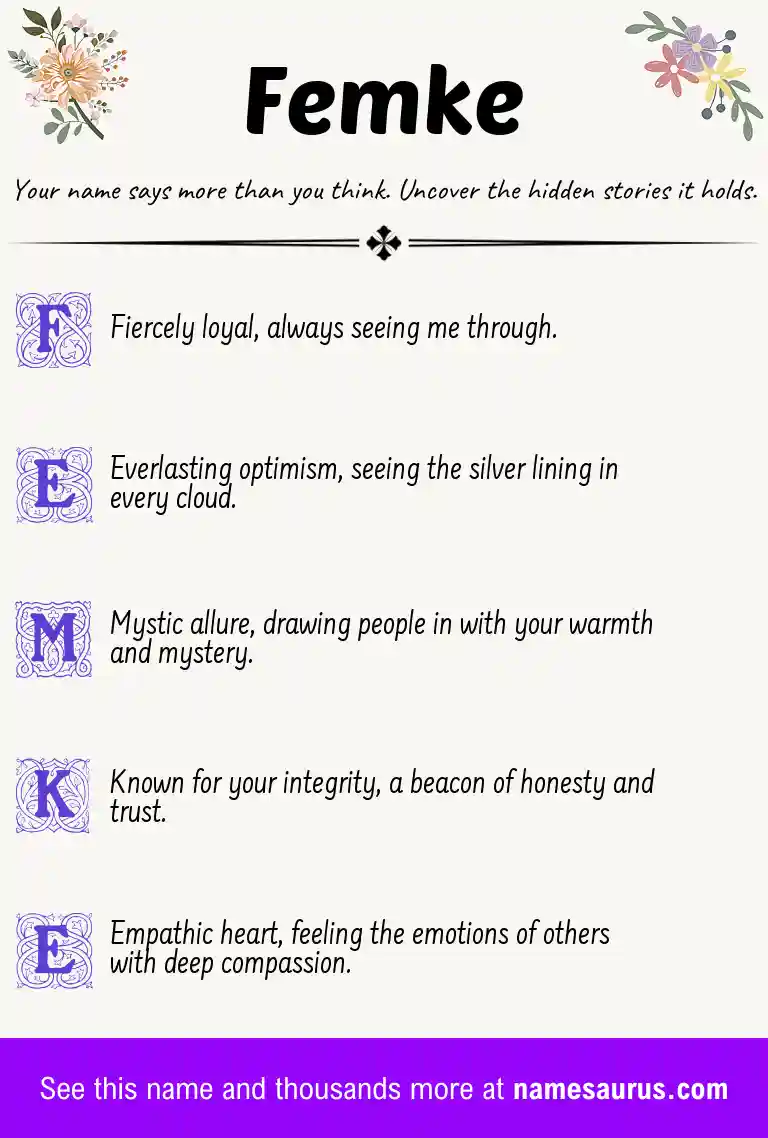 Acrostic poem about Femke.