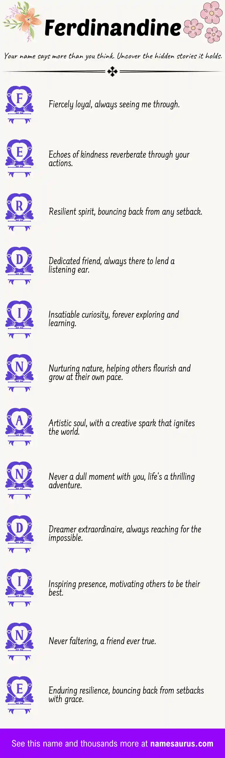 Acrostic poem about Ferdinandine.