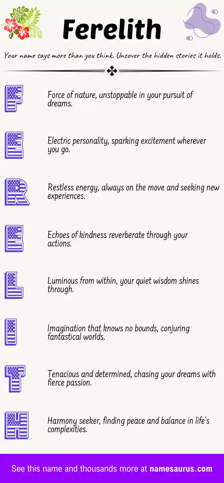 Acrostic poem about Ferelith.