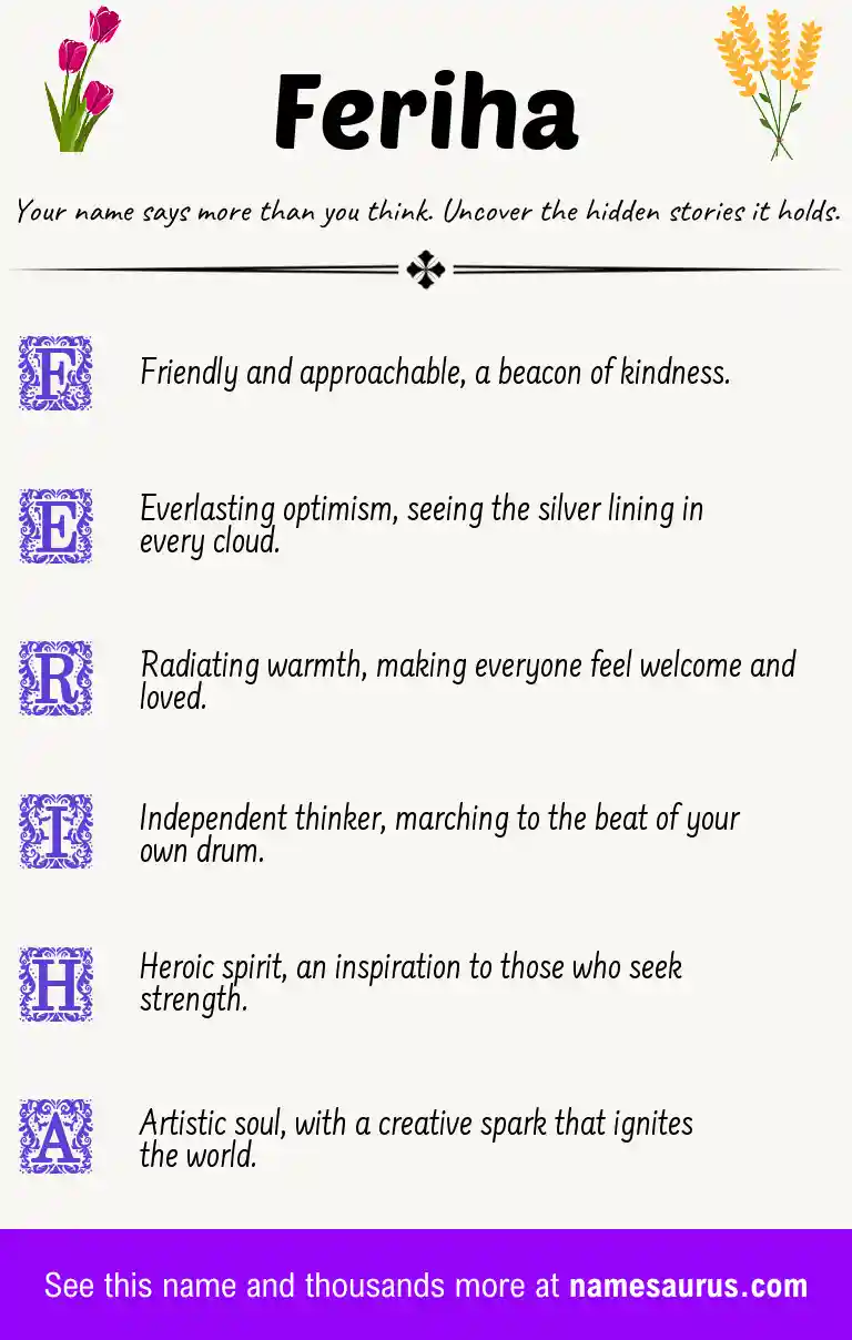 Acrostic poem about Feriha.