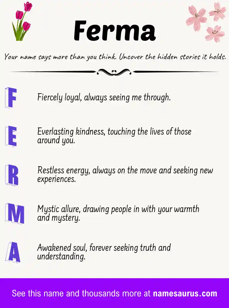 Acrostic poem about Ferma.