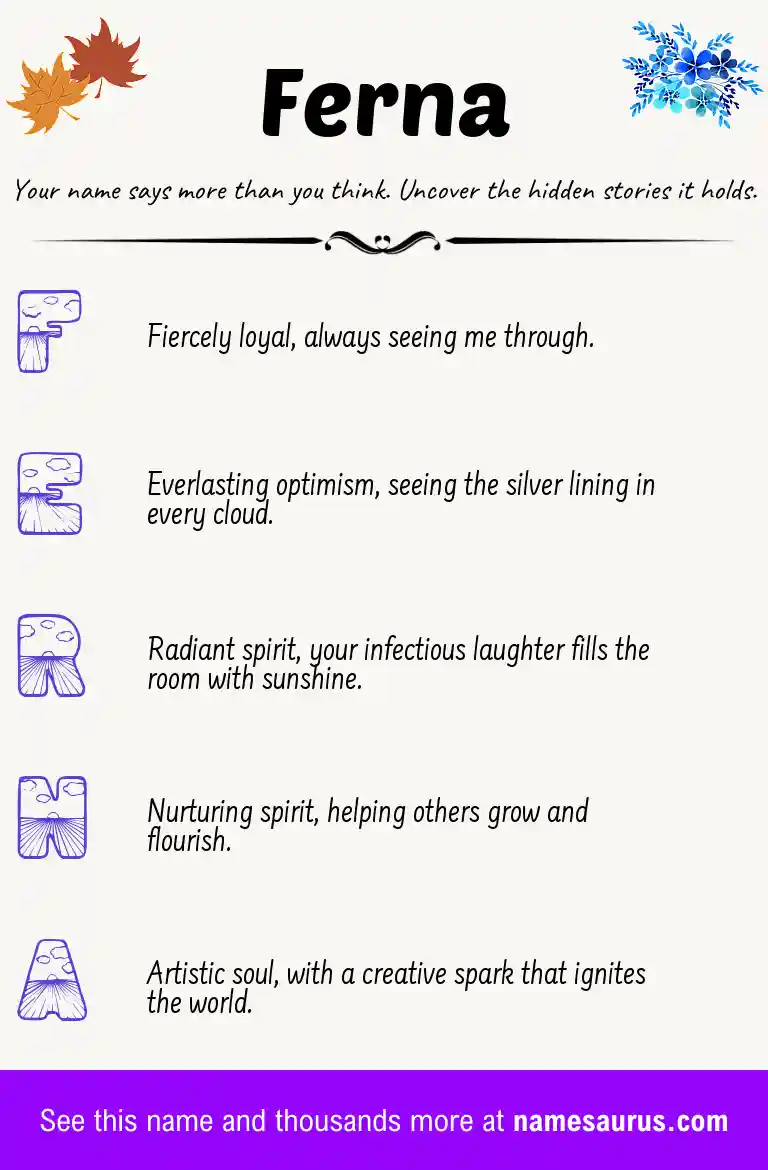 Acrostic poem about Ferna.