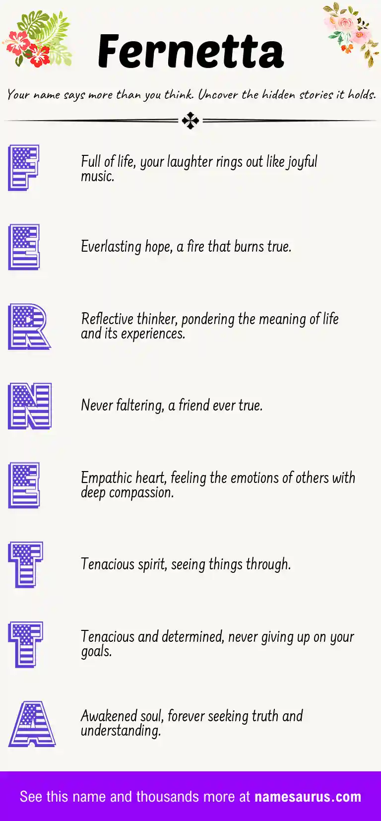 Acrostic poem about Fernetta.