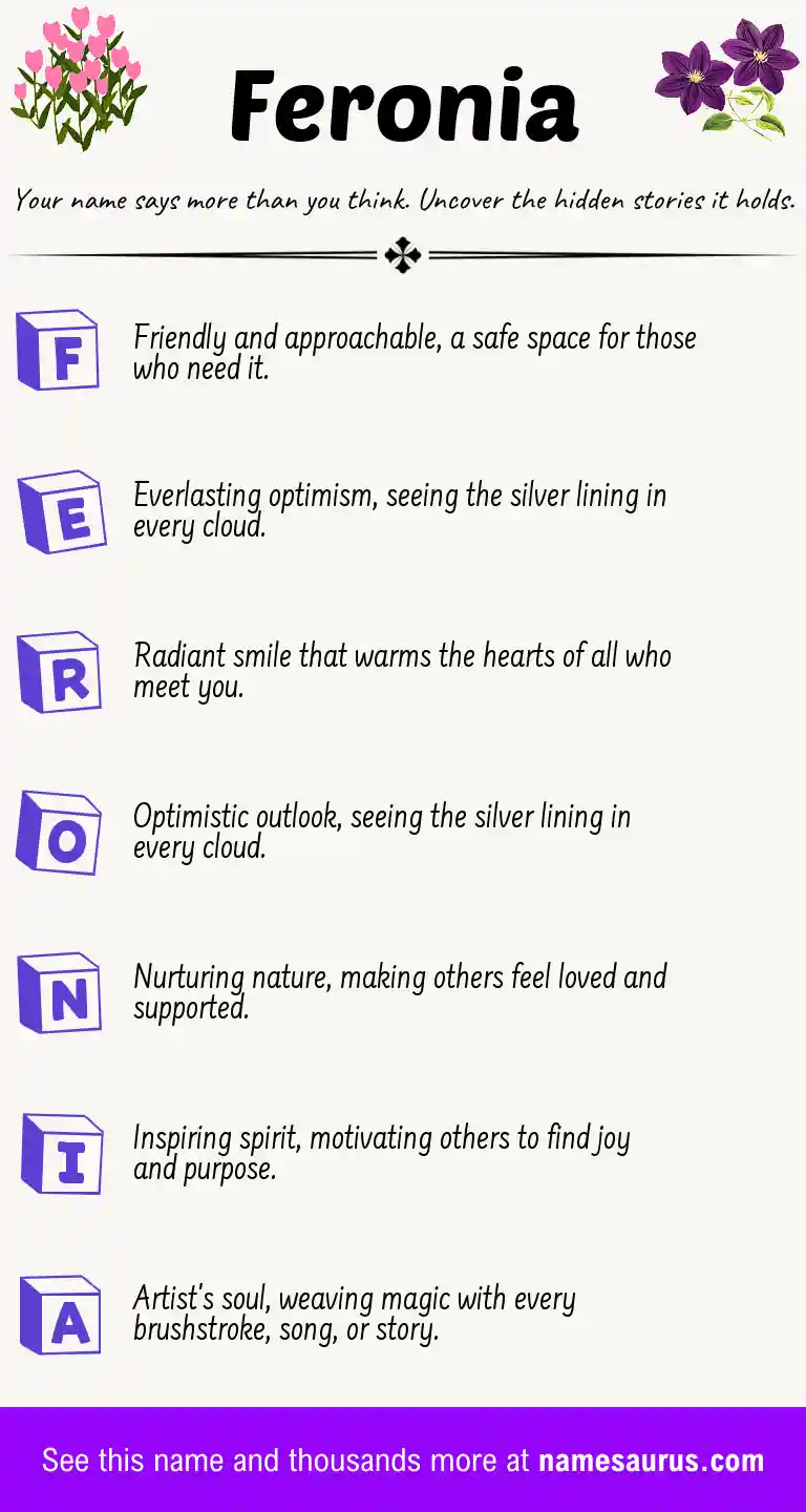 Acrostic poem about Feronia.