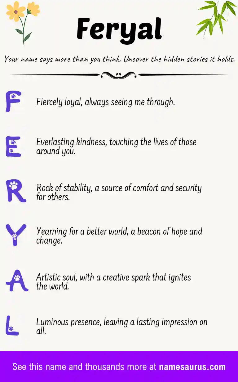 Acrostic poem about Feryal.