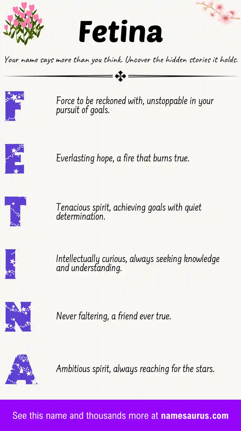 Acrostic poem about Fetina.