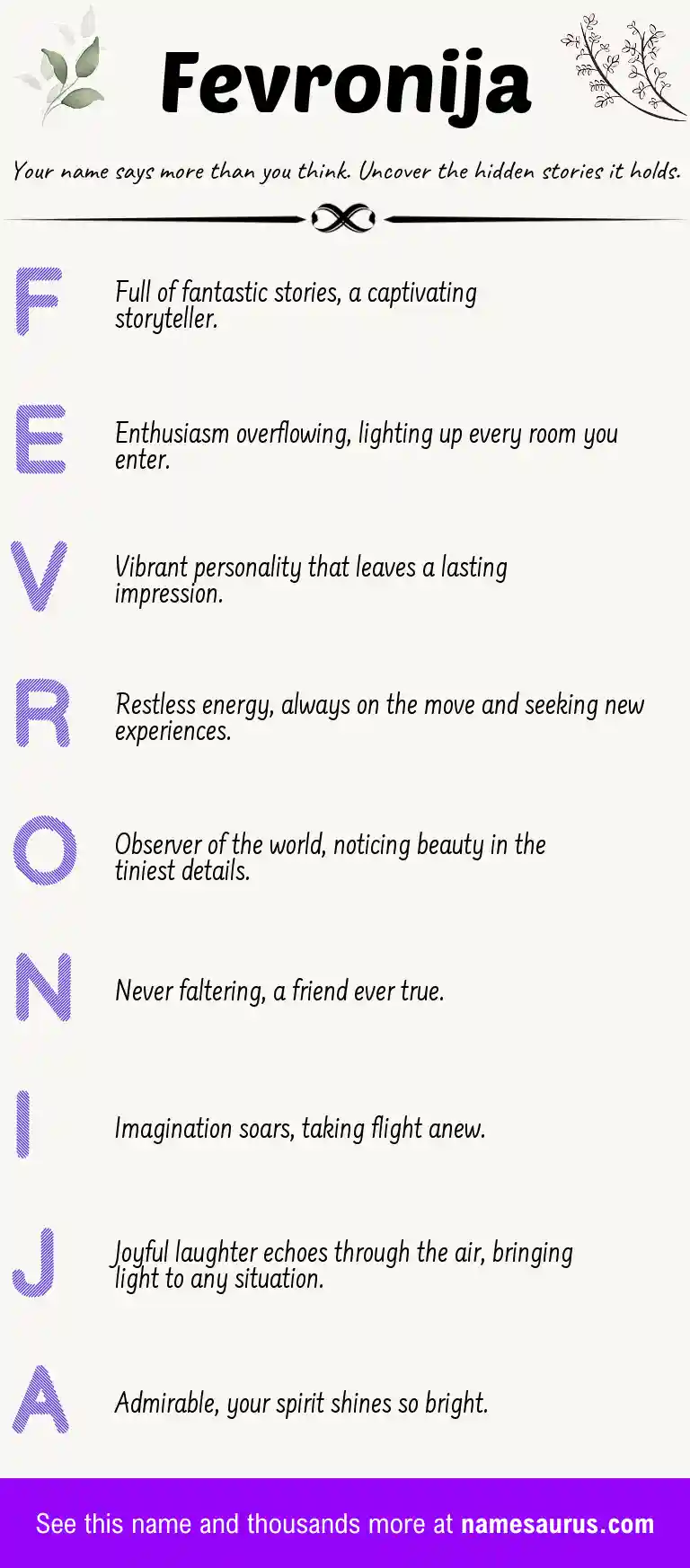 Acrostic poem about Fevronija.