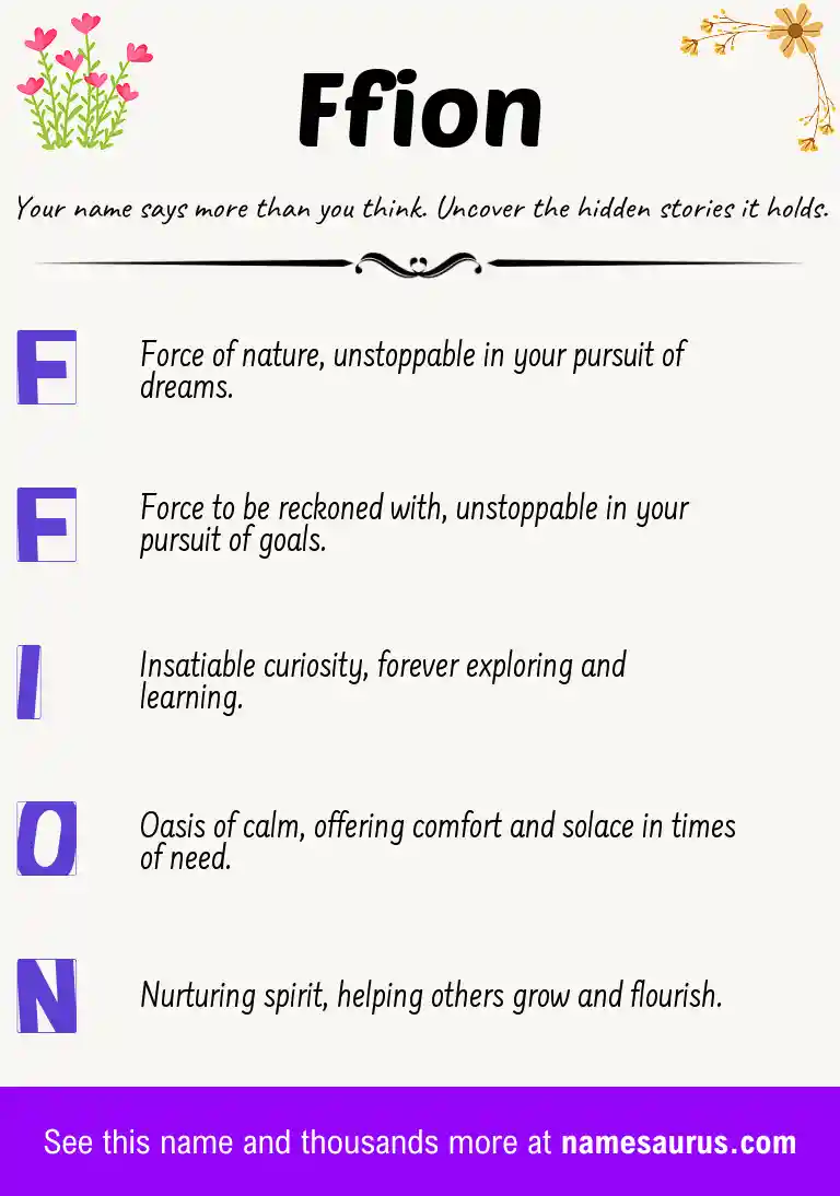 Acrostic poem about Ffion.