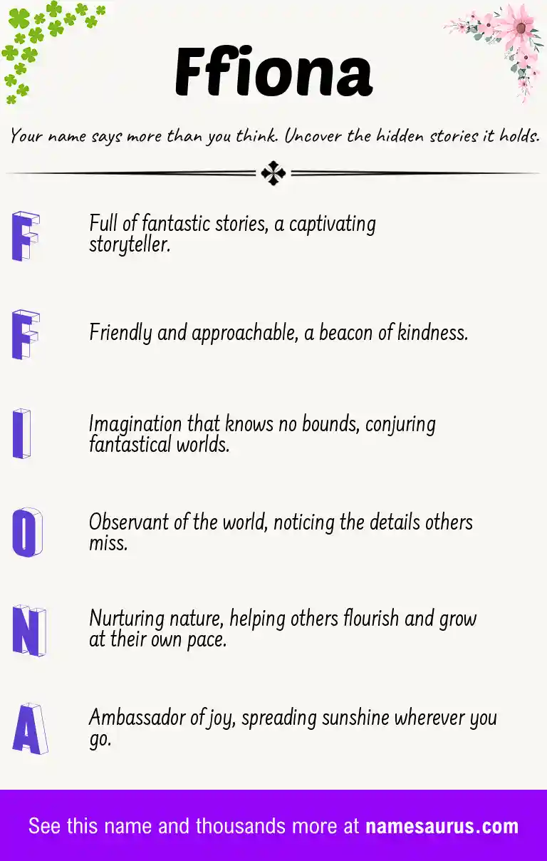Acrostic poem about Ffiona.