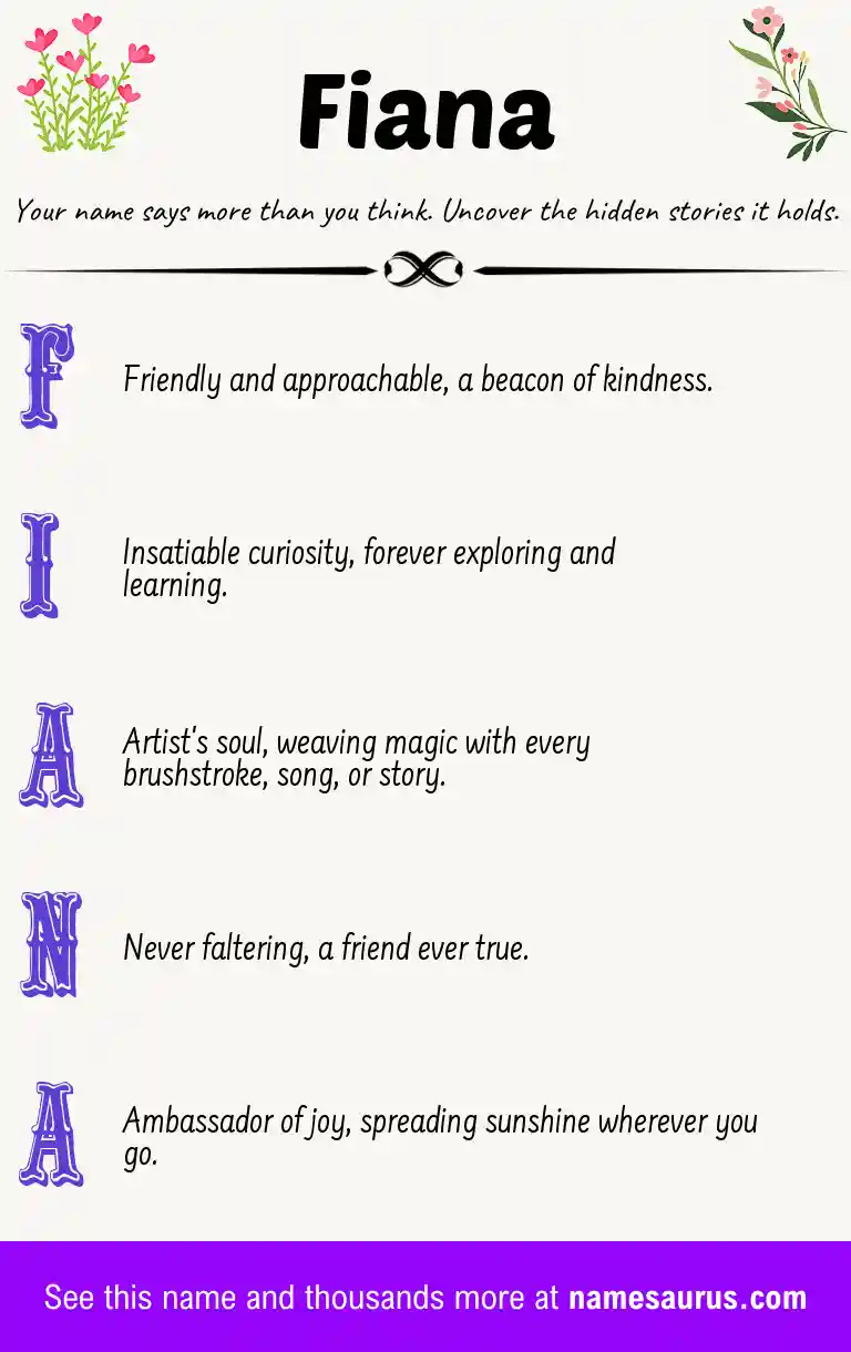 Acrostic poem about Fiana.