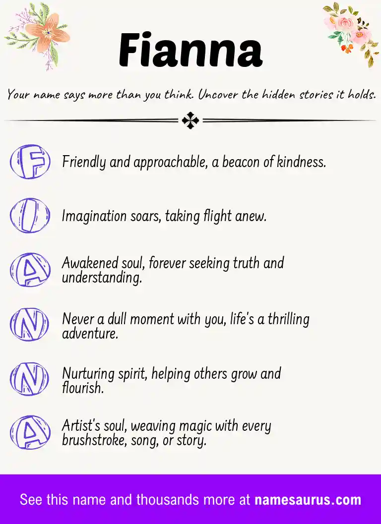 Acrostic poem about Fianna.