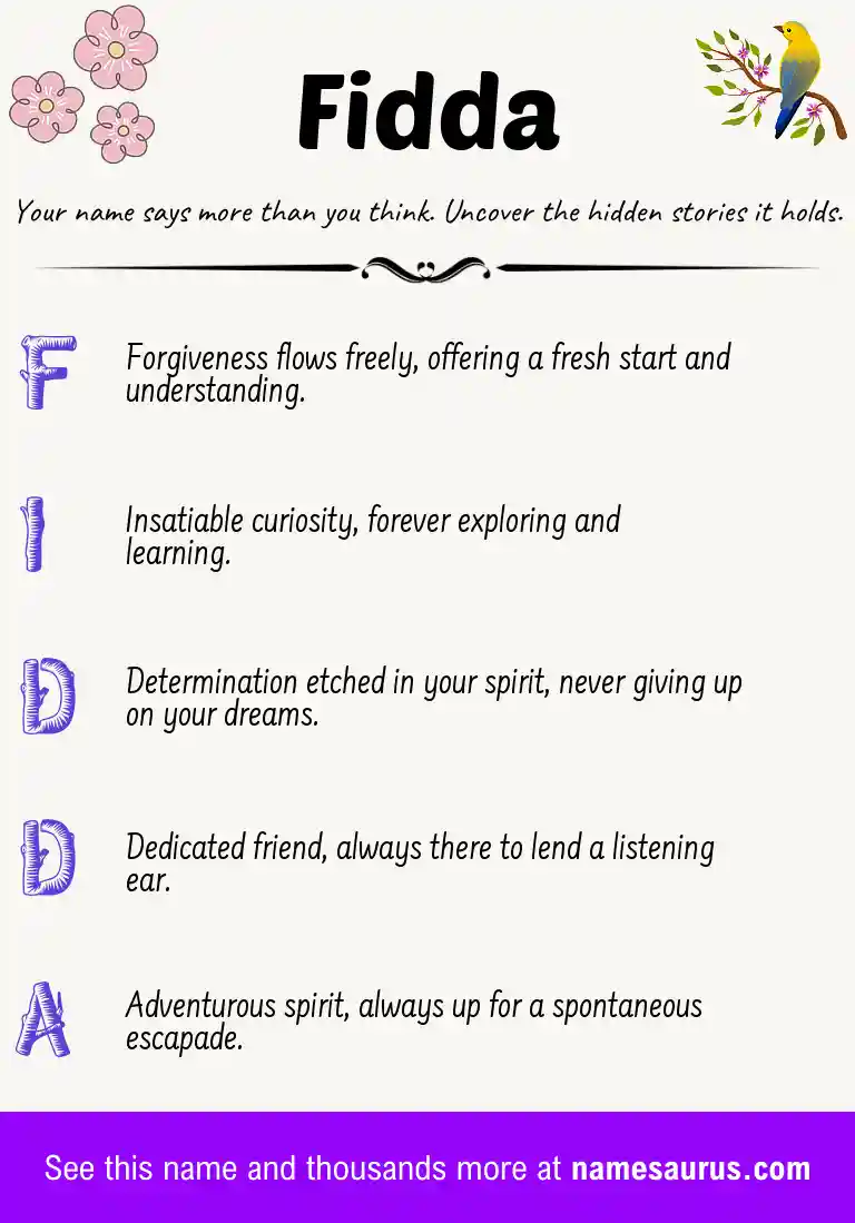 Acrostic poem about Fidda.
