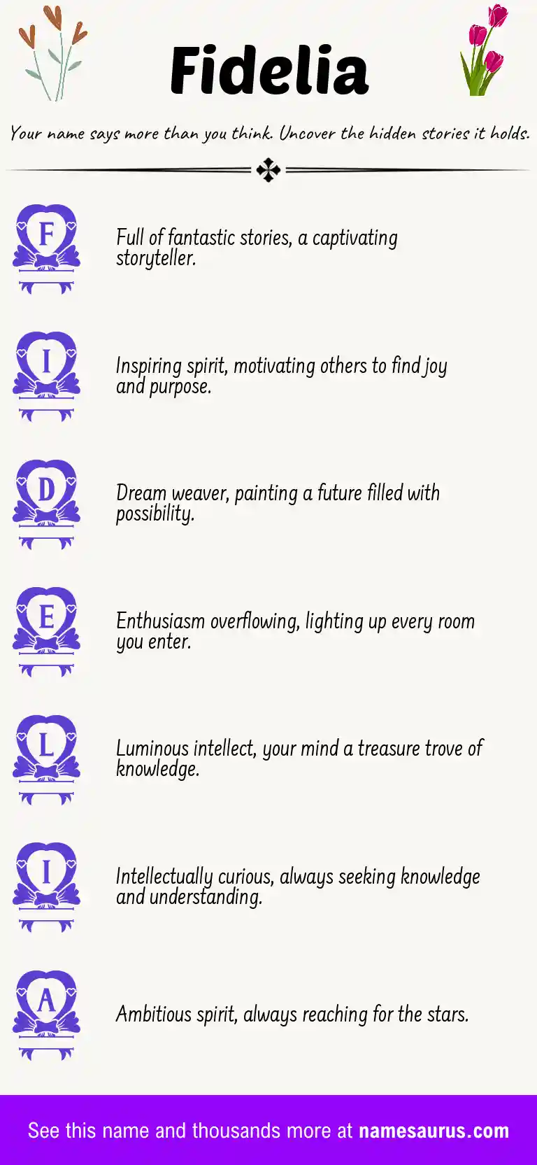 Acrostic poem about Fidelia.