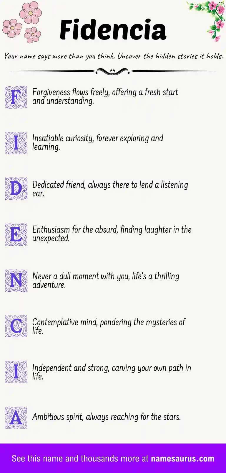 Acrostic poem about Fidencia.