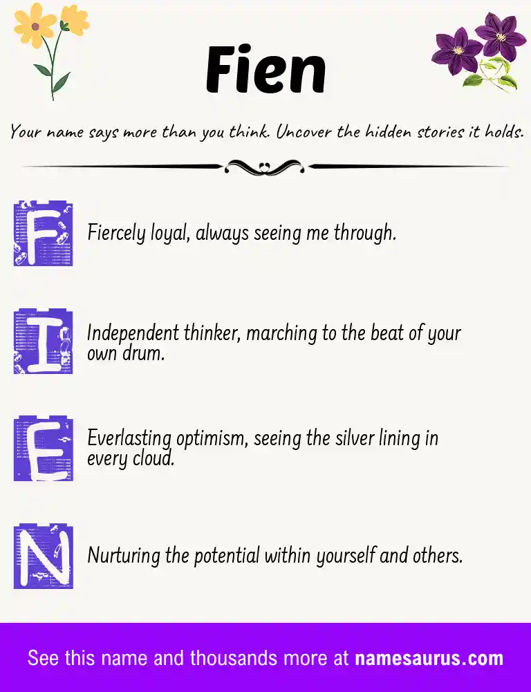 Acrostic poem about Fien.