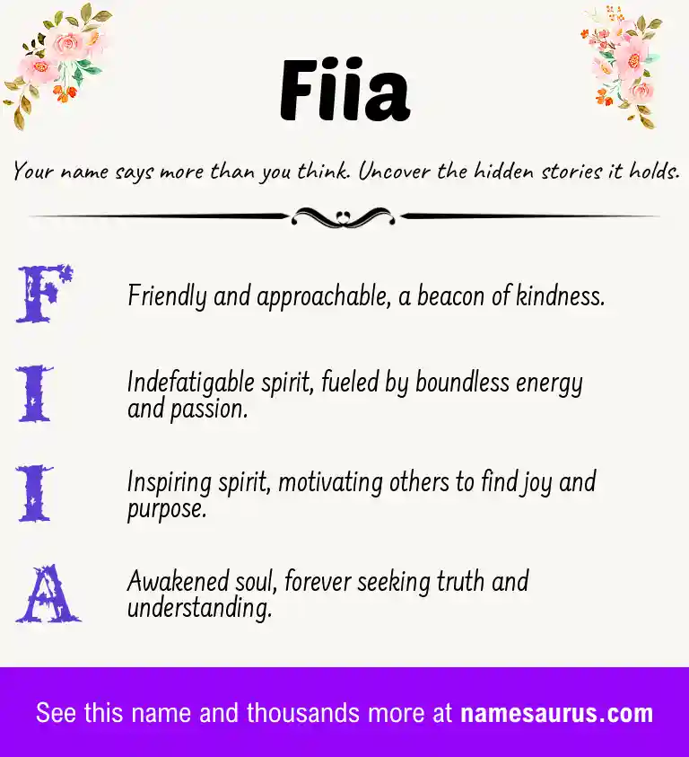 Acrostic poem about Fiia.