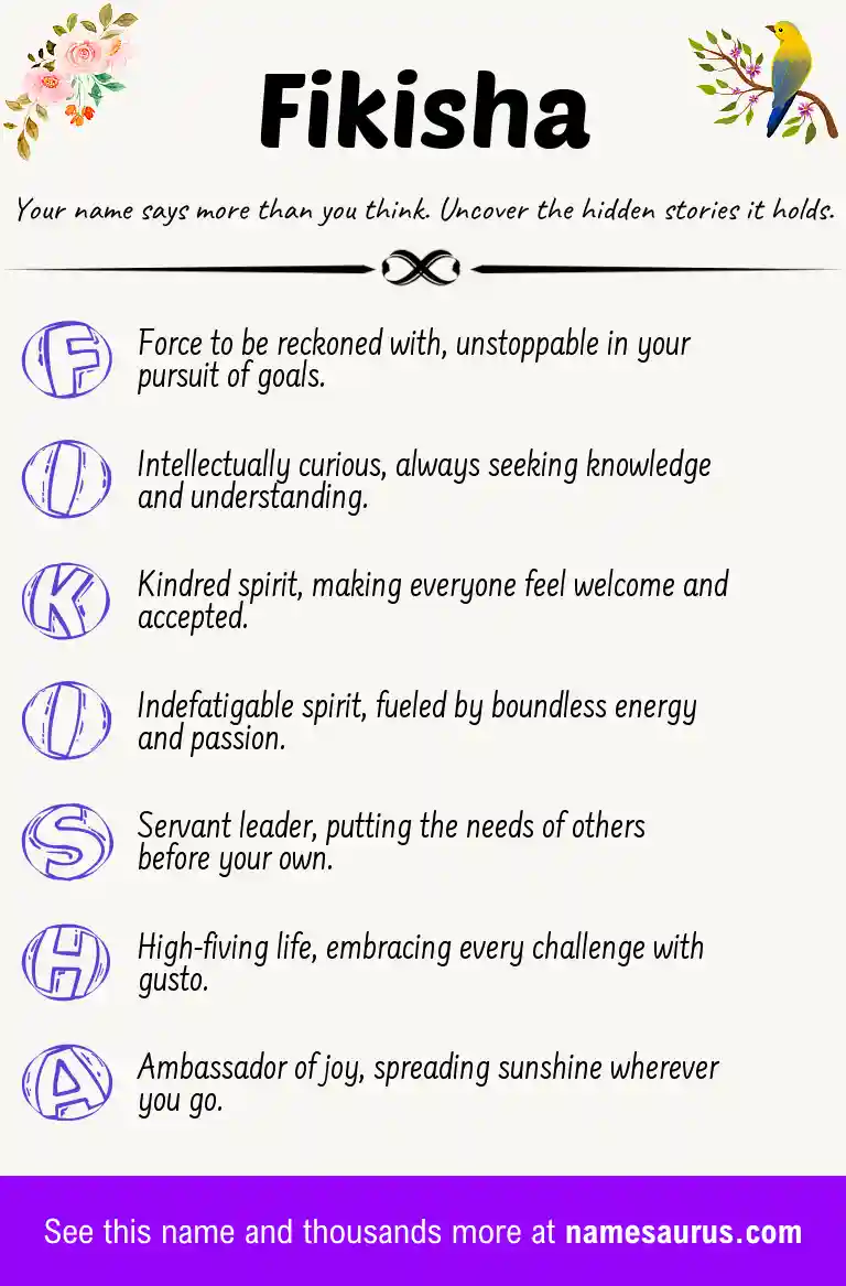 Acrostic poem about Fikisha.