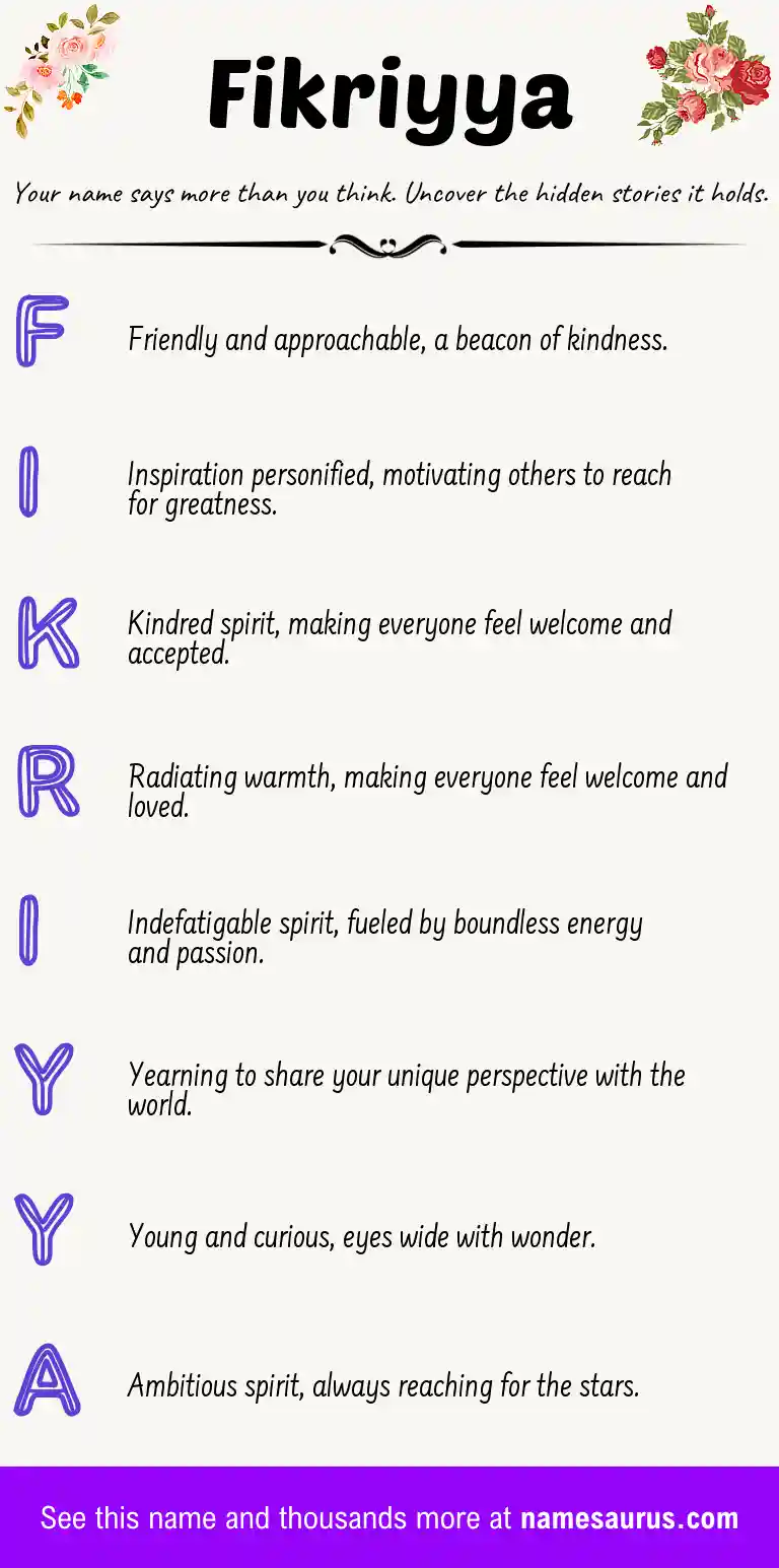 Acrostic poem about Fikriyya.