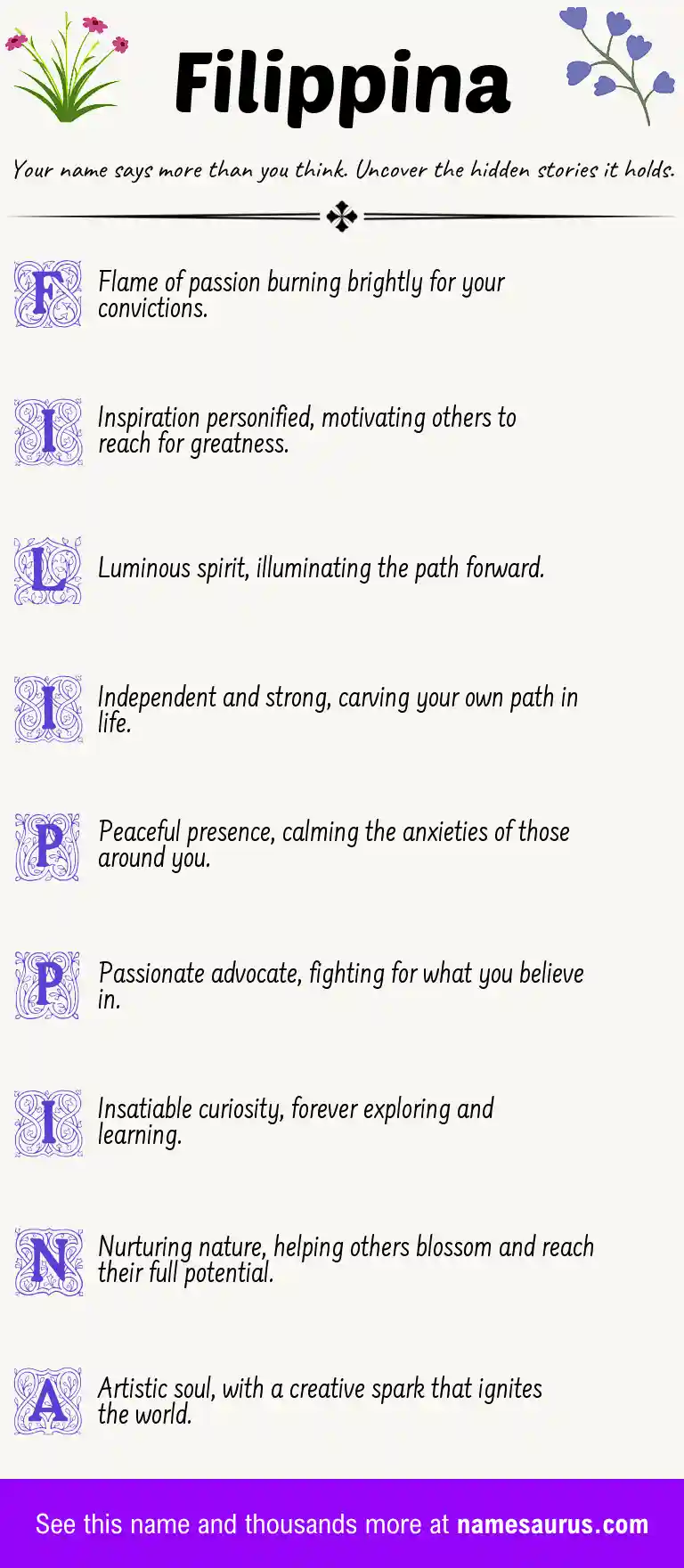 Acrostic poem about Filippina.
