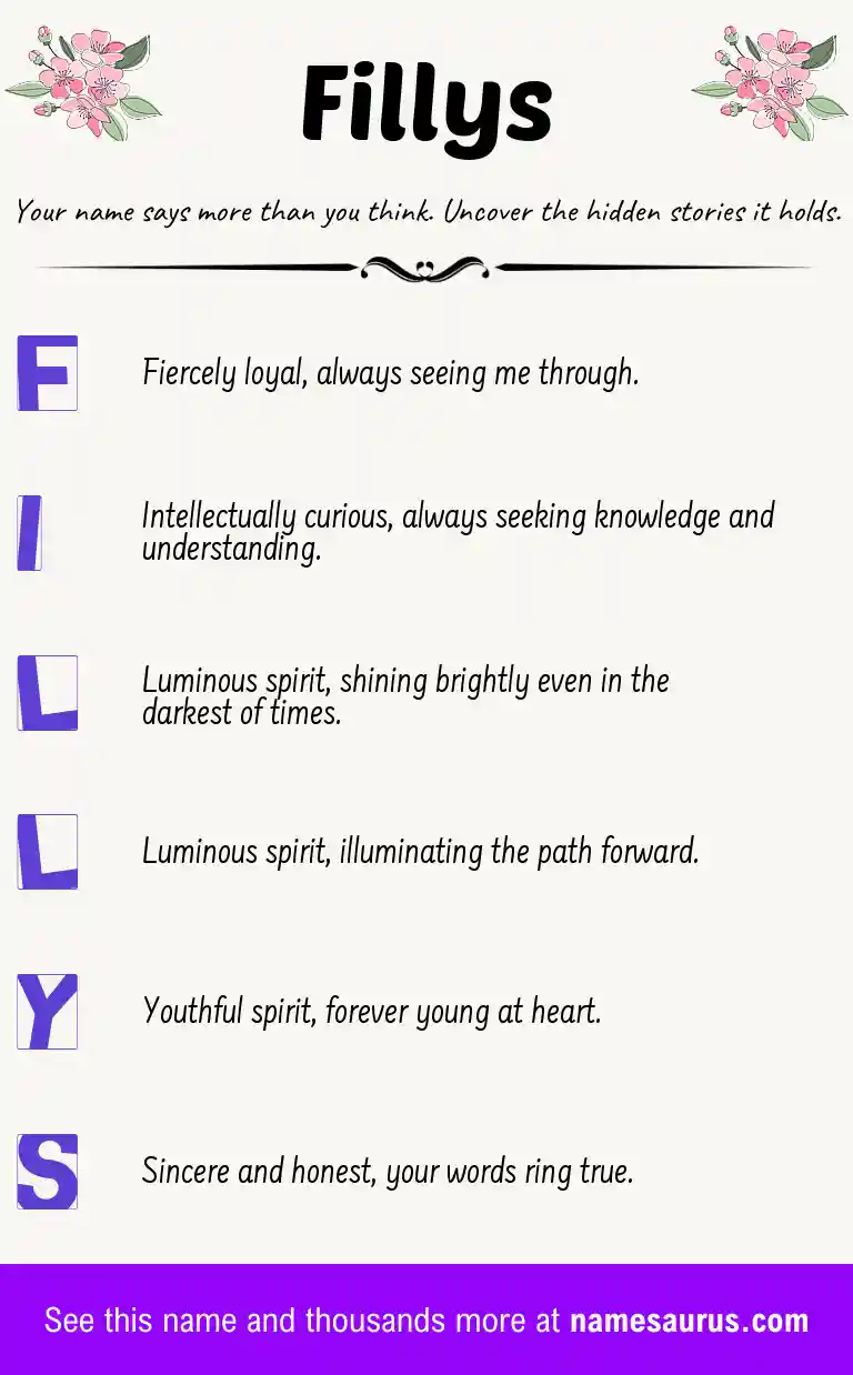 Acrostic poem about Fillys.