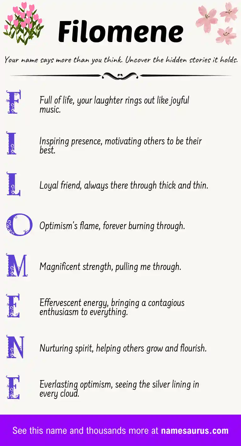 Acrostic poem about Filomene.