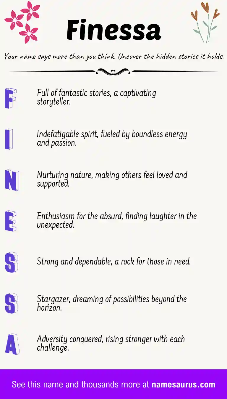 Acrostic poem about Finessa.