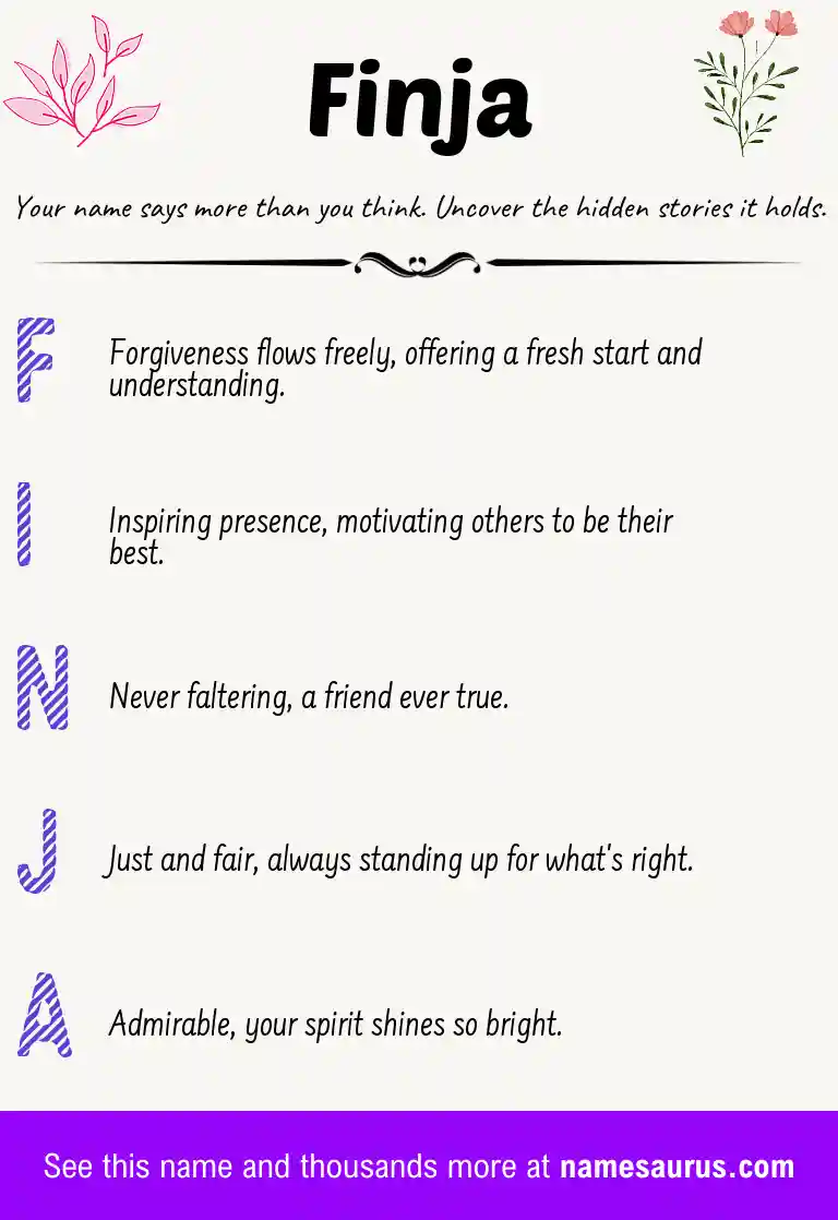 Acrostic poem about Finja.