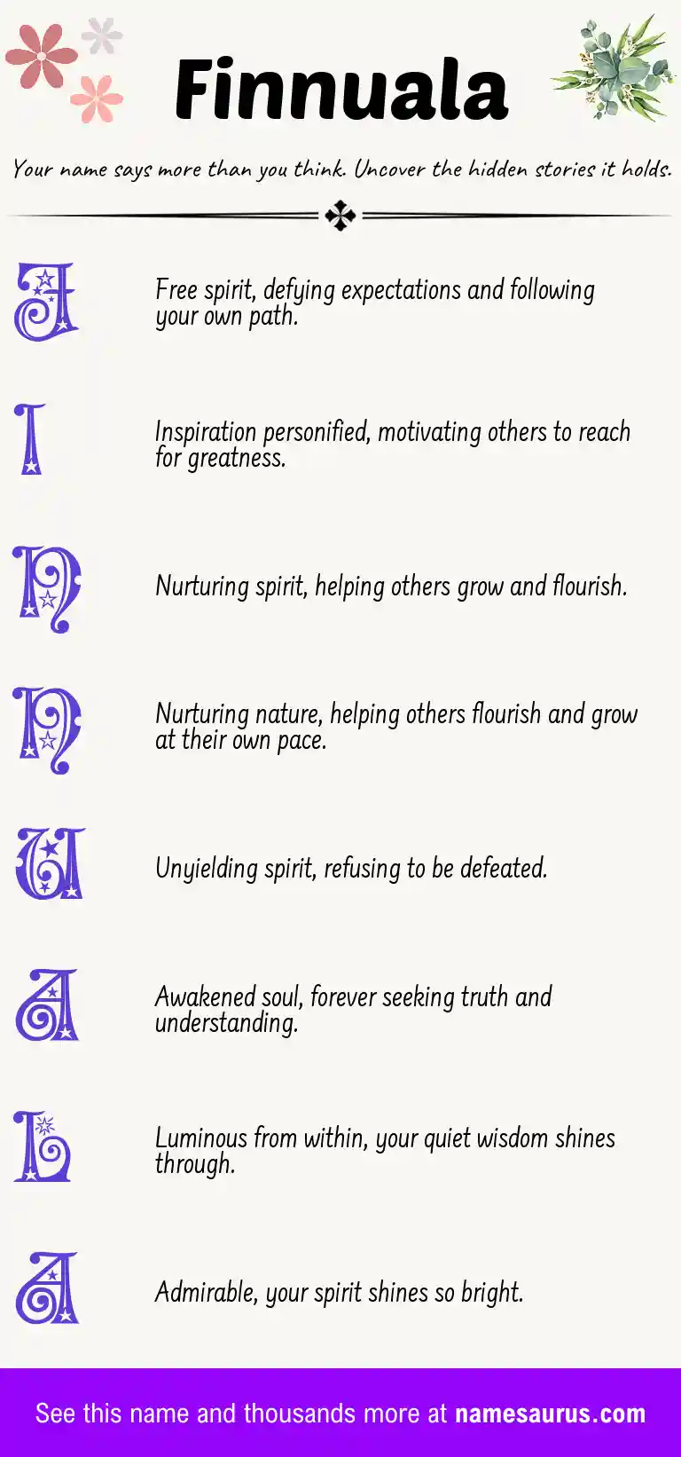 Acrostic poem about Finnuala.