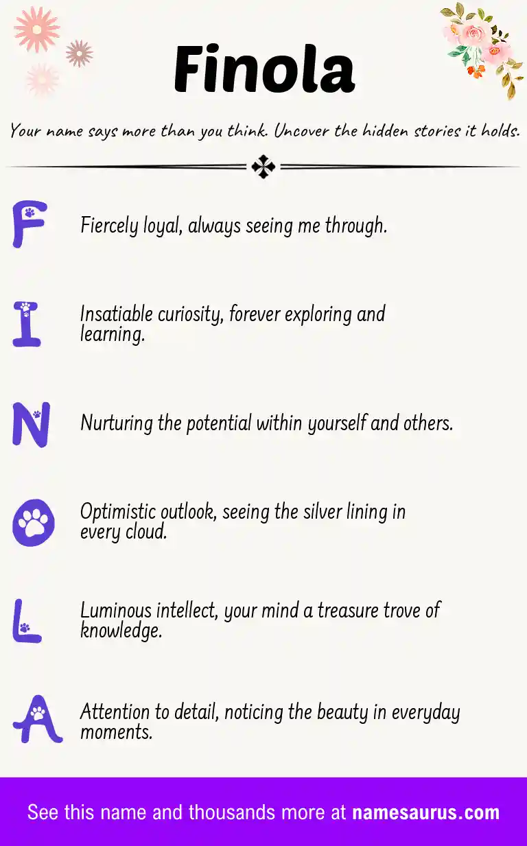 Acrostic poem about Finola.