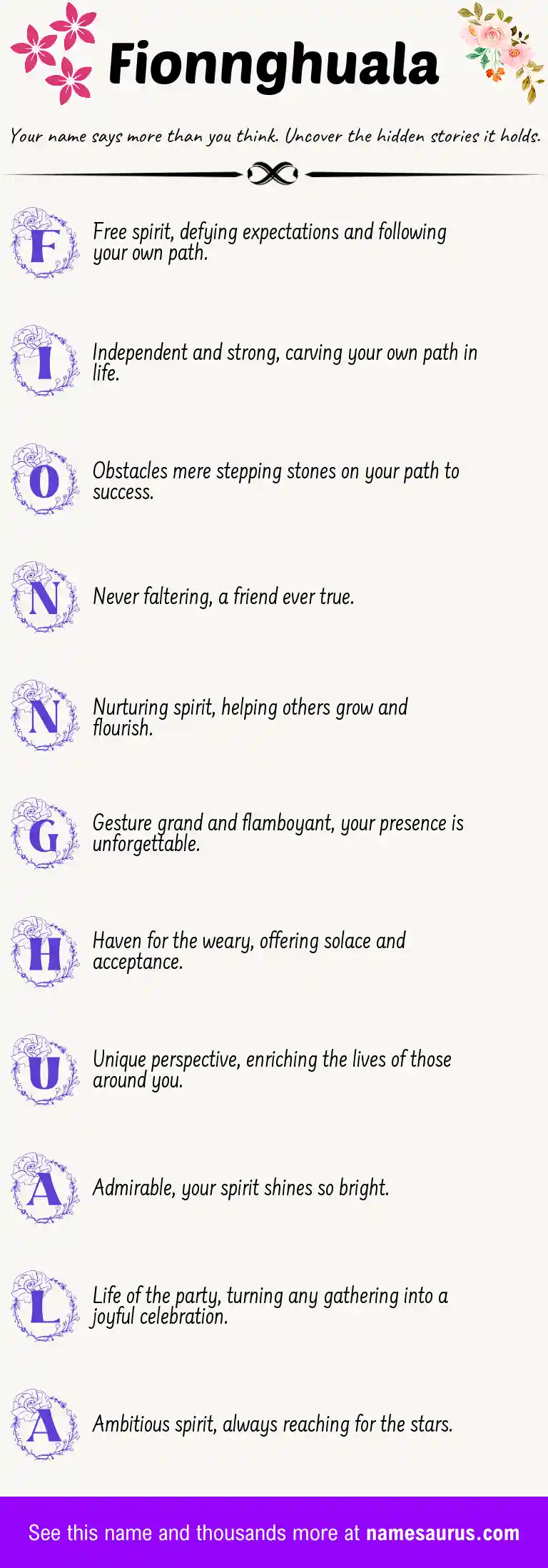 Acrostic poem about Fionnghuala.