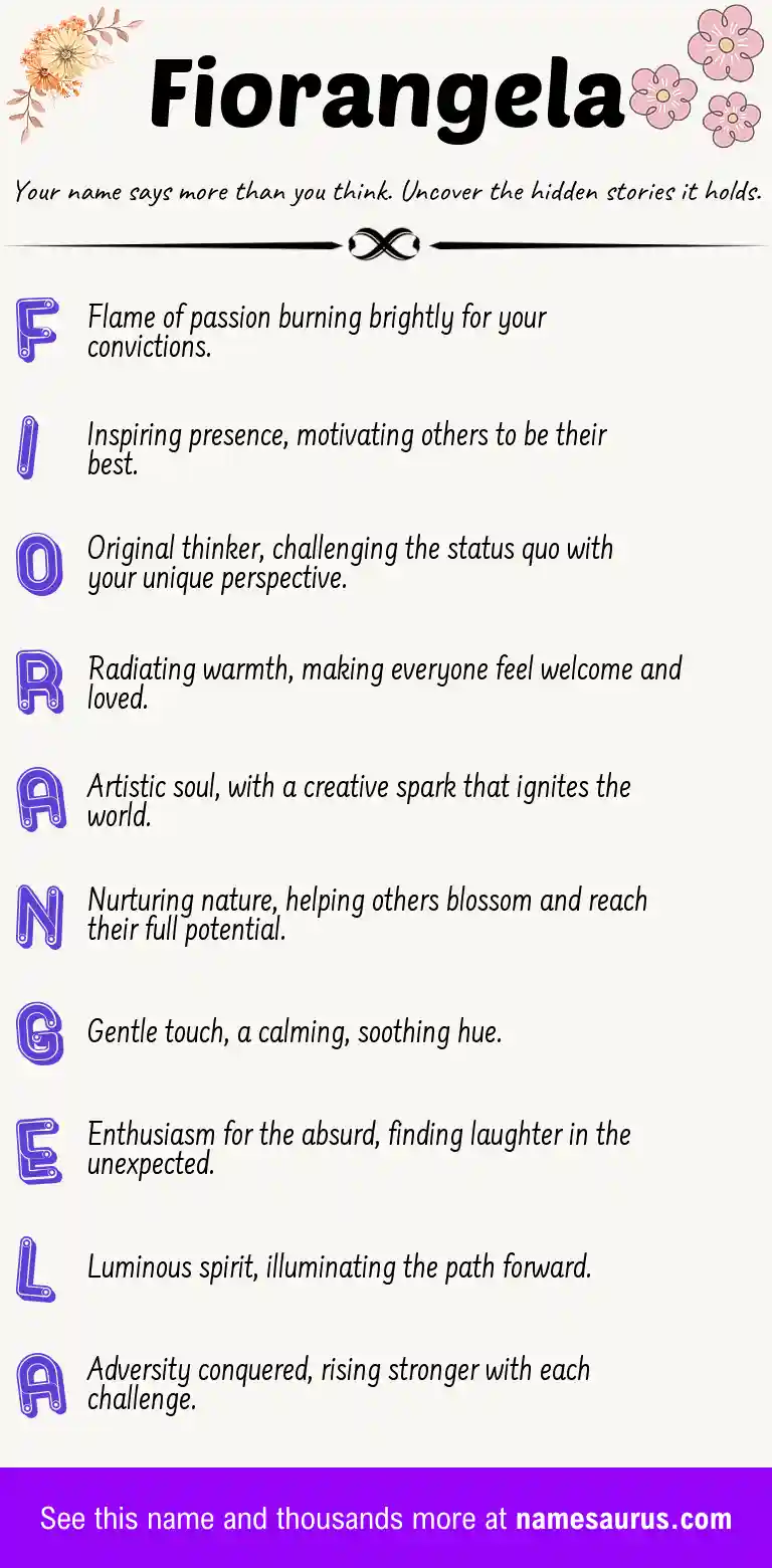 Acrostic poem about Fiorangela.