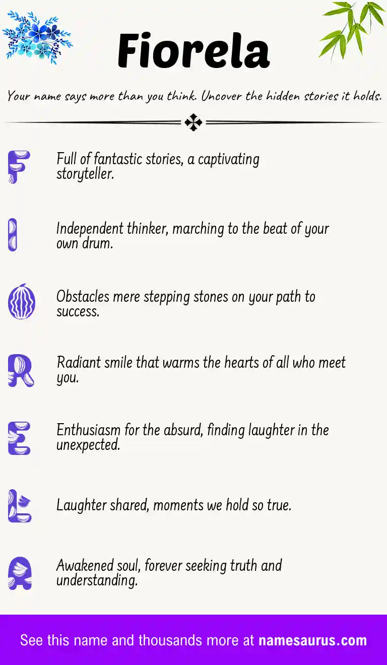 Acrostic poem about Fiorela.