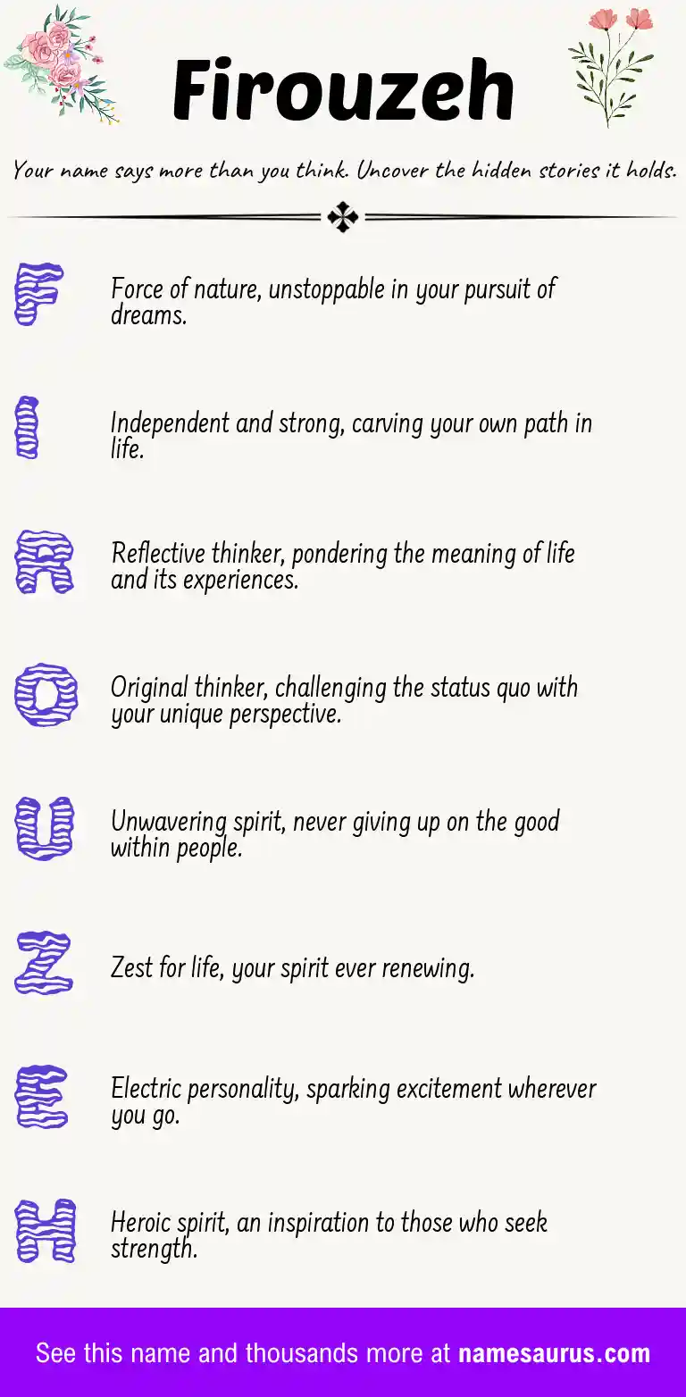 Acrostic poem about Firouzeh.