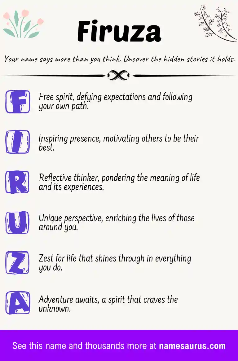 Acrostic poem about Firuza.