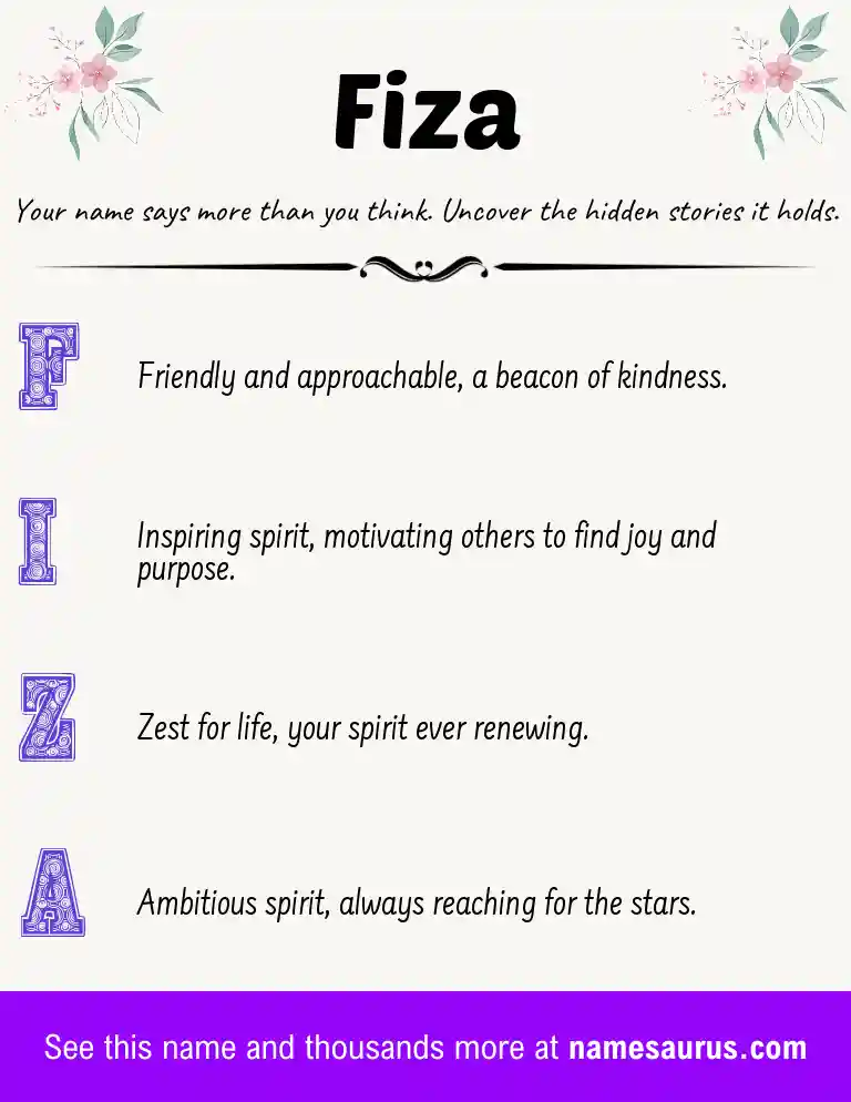 Acrostic poem about Fiza.