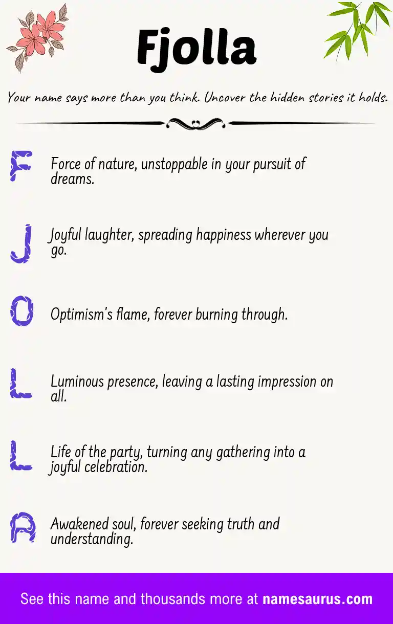 Acrostic poem about Fjolla.