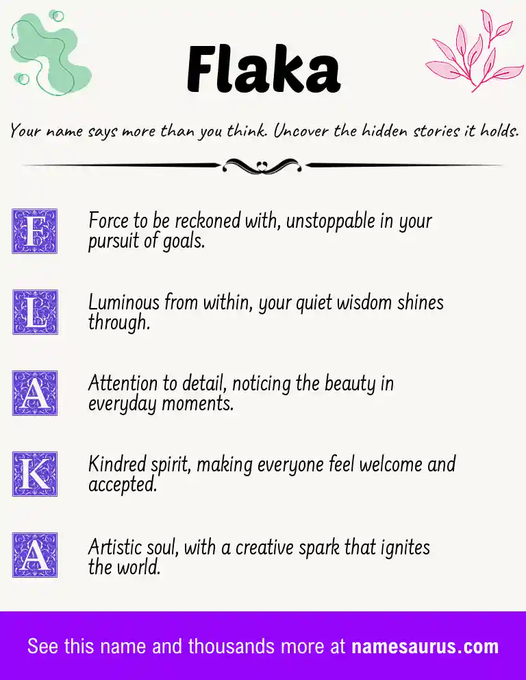 Acrostic poem about Flaka.