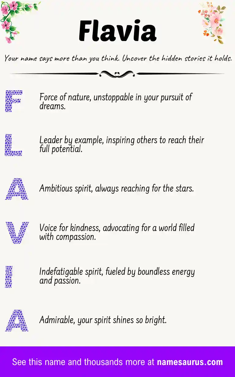Acrostic poem about Flavia.