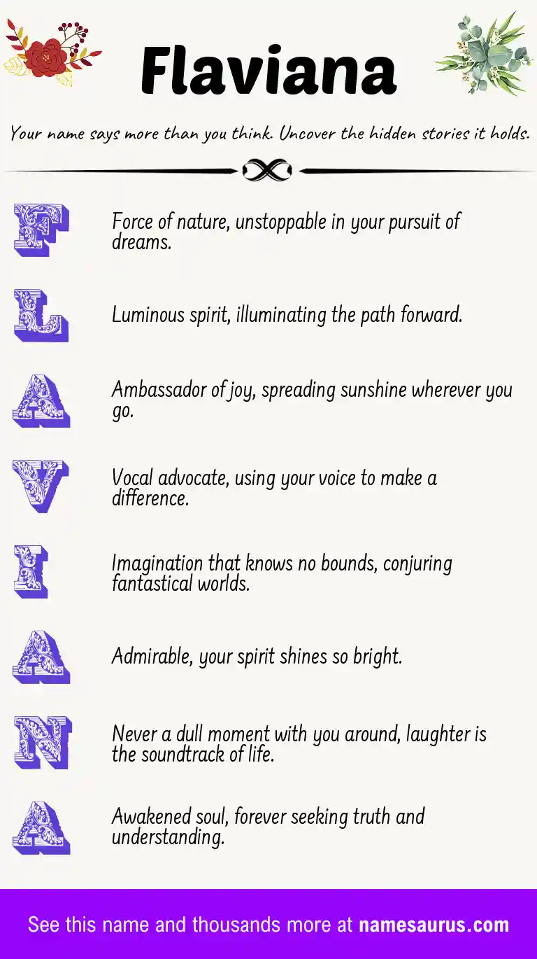 Acrostic poem about Flaviana.